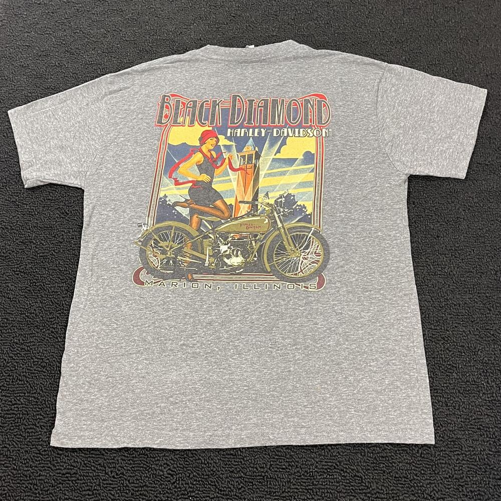 Harley Davidson Shirt Vintage Biker 90s Diamond Marion Illinois Motorcycle Tee